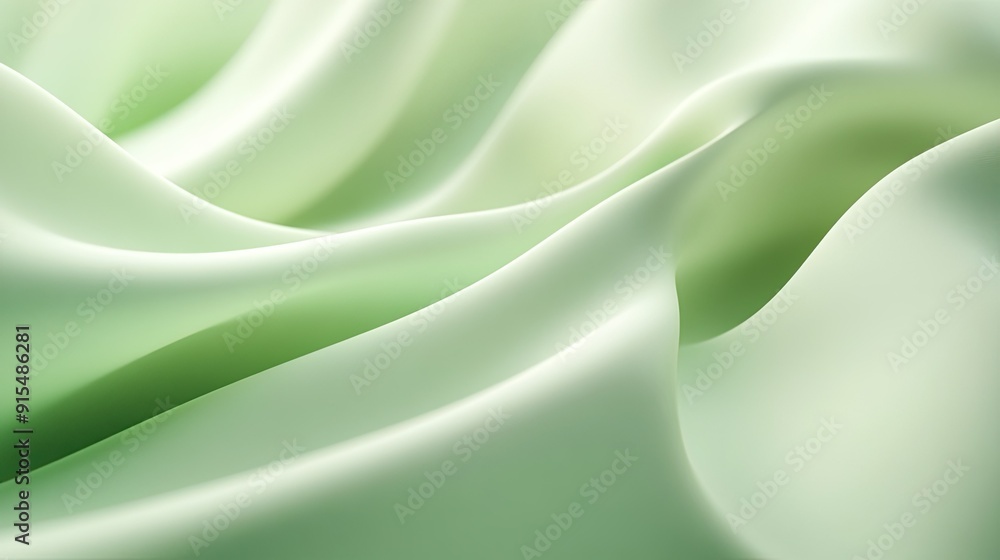 Poster serene 3d light green background with gentle curves and soft lighting, creating a peaceful and calmi