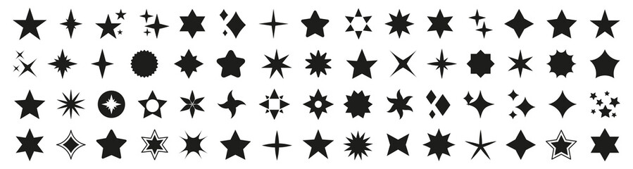 Black star icon collection. Set of black star icons. Stars icon collection