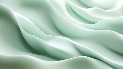 Obraz premium Serene 3D light green background with gentle waves and soft shadows, creating a peaceful and calming effect.