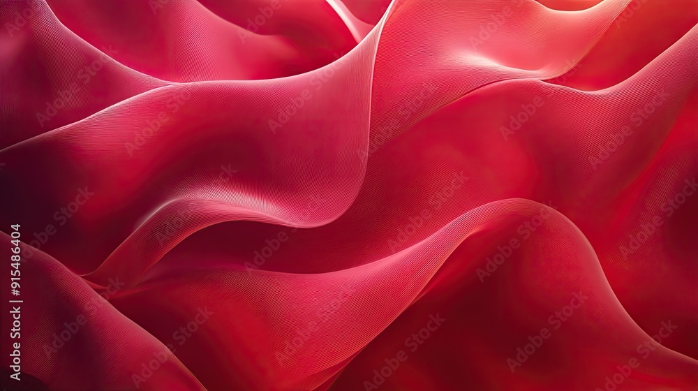 Poster serene 3d red background with gentle curves and soft lighting, creating a peaceful and calming effec