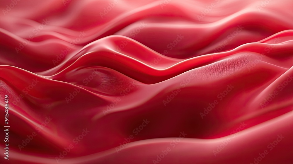 Poster serene 3d red background with gentle waves and soft lighting, perfect for creating a peaceful and ca