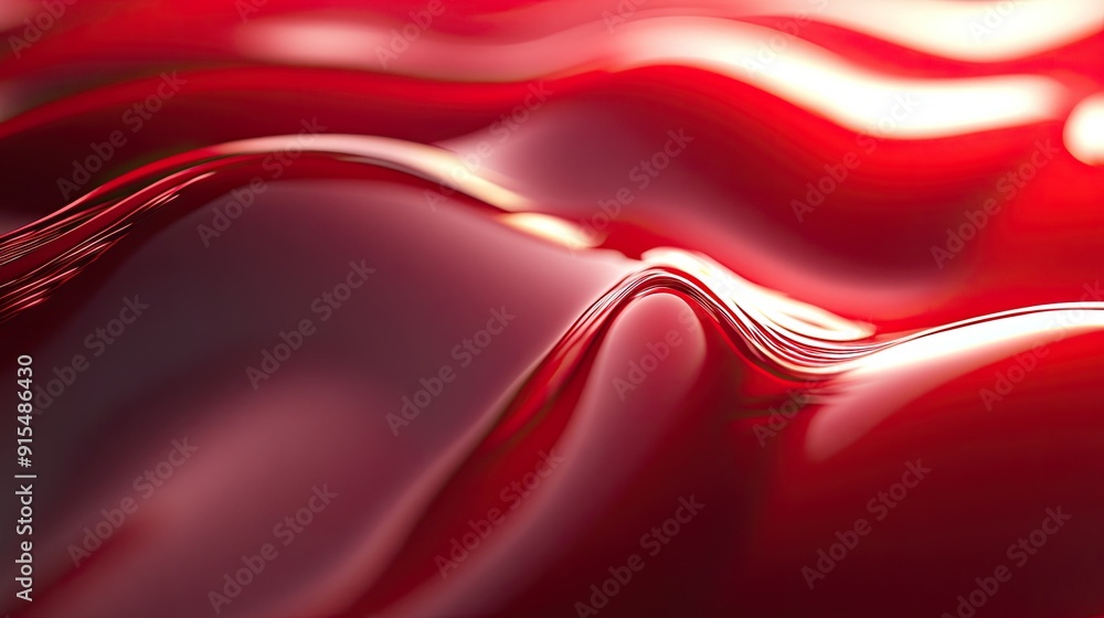 Poster serene 3d red background with gentle waves and soft lighting, perfect for creating a peaceful and ca