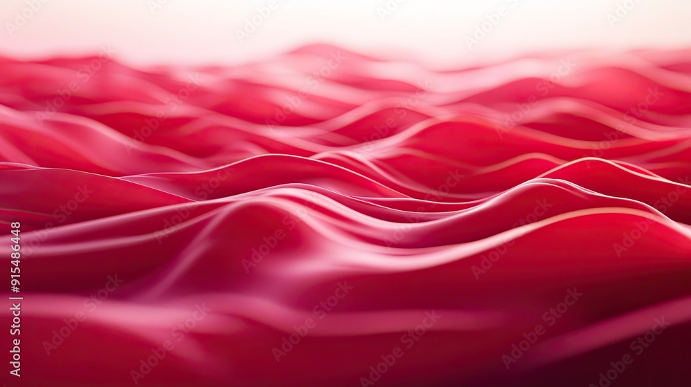 Poster serene 3d red background with soft waves and gentle lighting, creating a peaceful and relaxing effec
