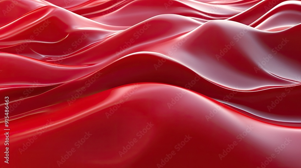 Poster serene 3d red background with soft waves and gentle lighting, creating a peaceful and relaxing effec