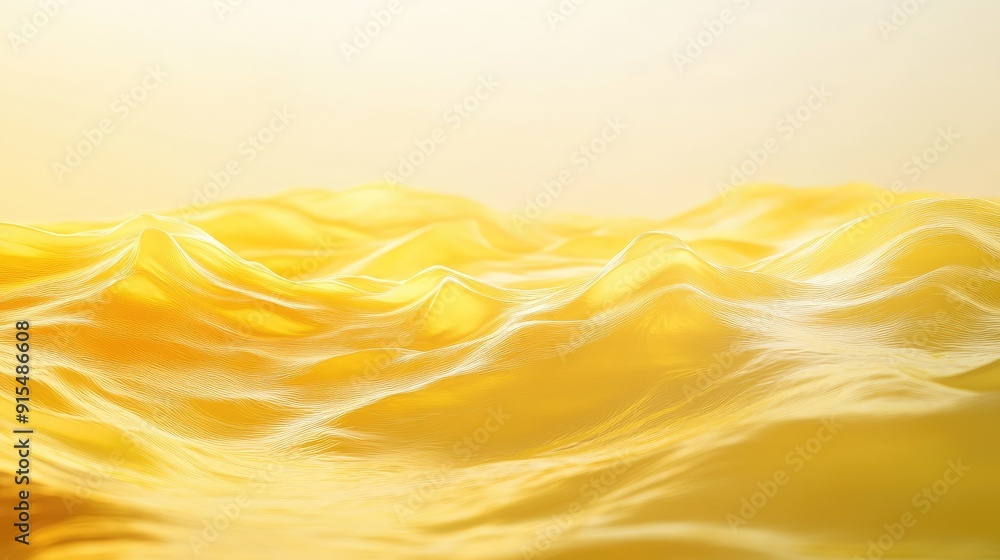 Poster serene 3d yellow background with gentle waves and soft transitions, creating a peaceful and relaxing
