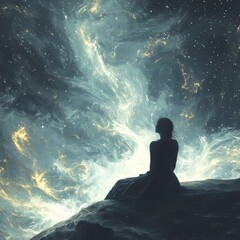 Fototapeta premium Cosmic Meditation Journey into Vibrant Galaxy Universe