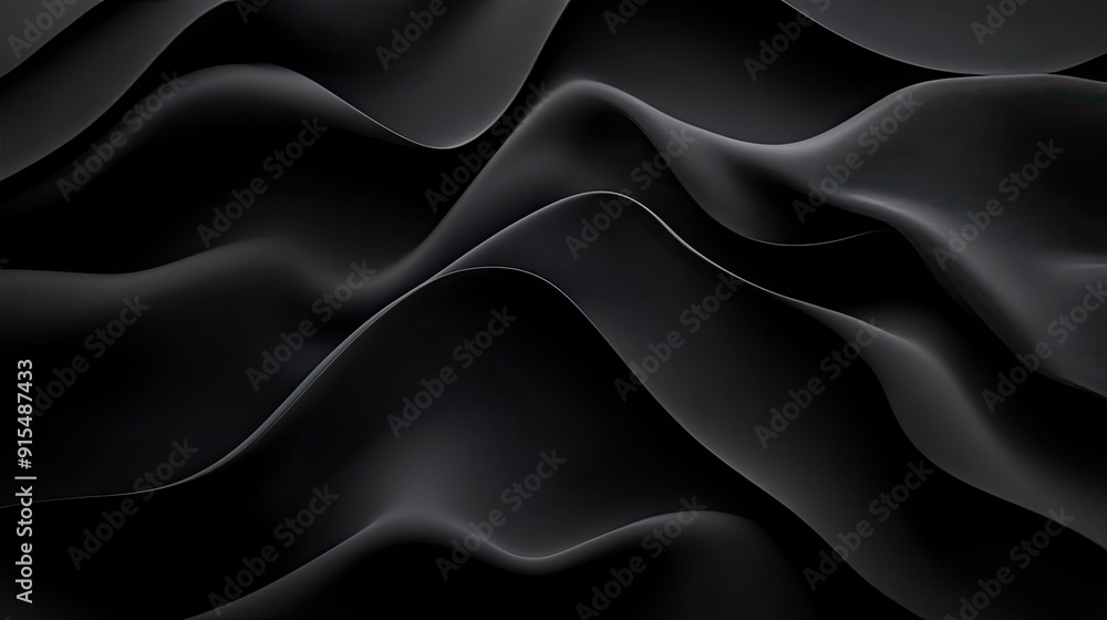Poster smooth 3d black background with gentle curves and soft gradients, creating a soothing and elegant ef