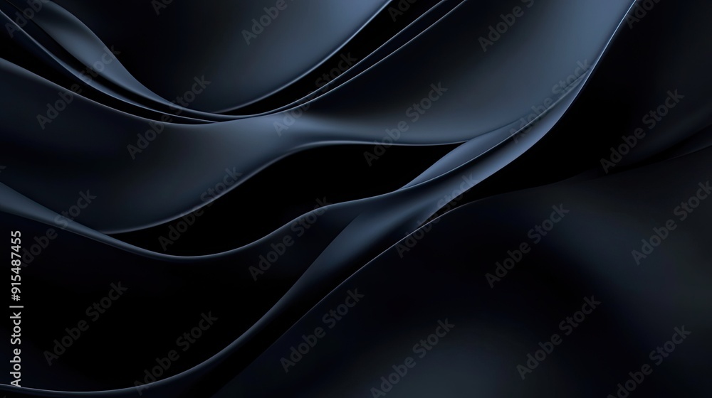 Poster smooth 3d black background with gentle curves and soft gradients, creating a soothing and elegant ef