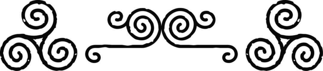 Seamless Celtic Spiral Line and Triskele Border