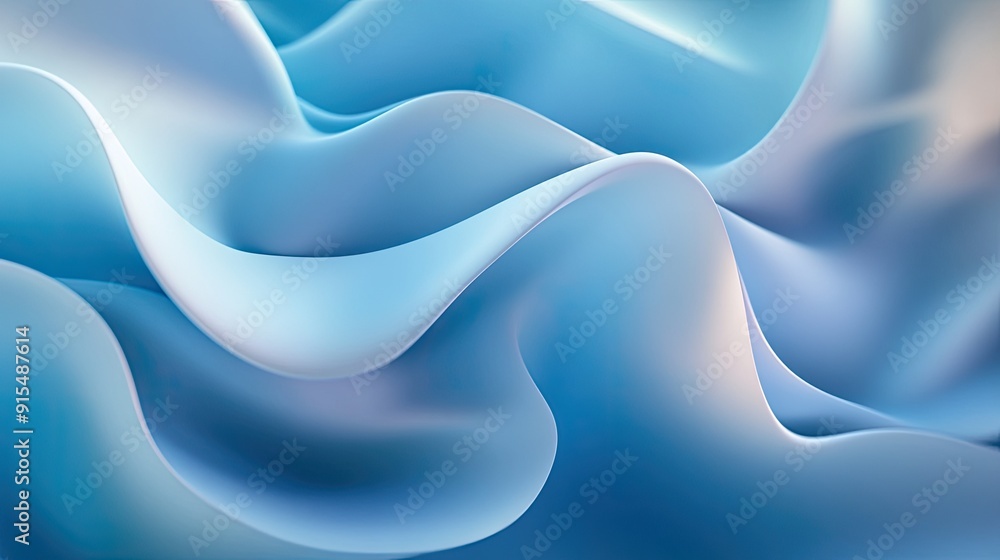 Poster smooth 3d blue background with gentle curves and soft gradients, creating a soothing and calming eff