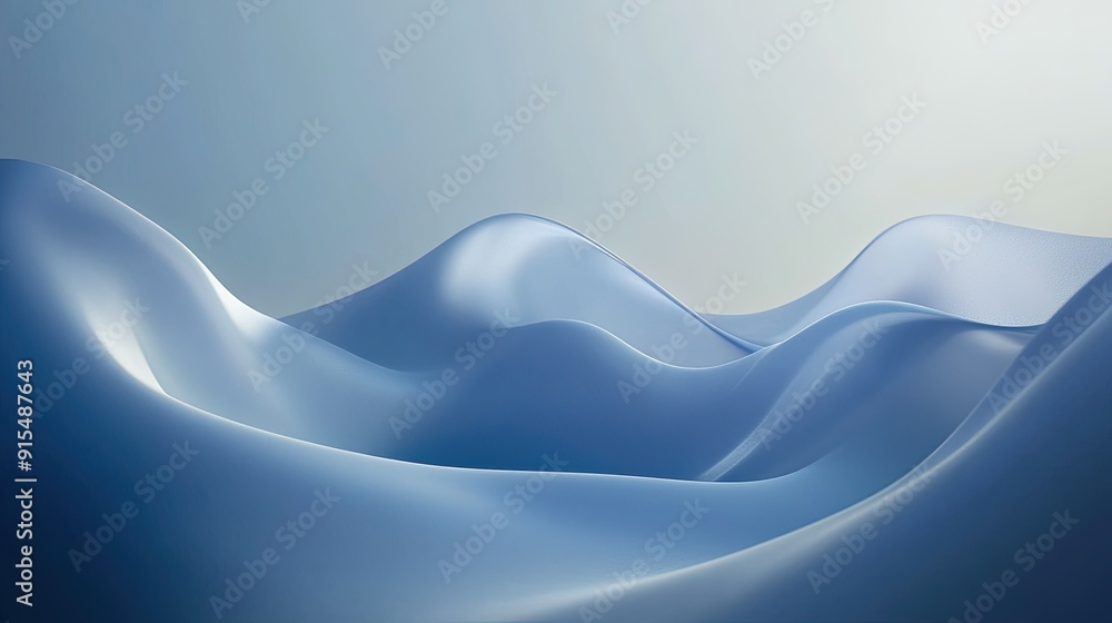 Poster smooth 3d blue background with gentle gradients and soft lighting, creating a calming and serene atm
