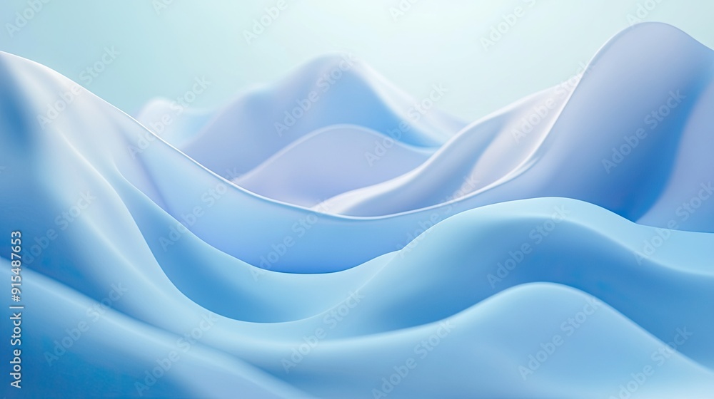 Poster smooth 3d blue background with gentle gradients and soft lighting, creating a calming and serene atm