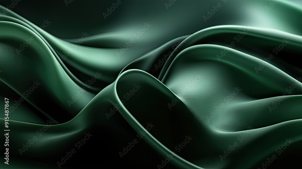 Poster smooth 3d dark green background with gentle gradients and soft transitions, creating a calming and s