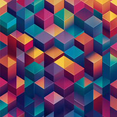 Obraz premium 3D isometric cubes forming an optical illusion, with vibrant contrasting colors