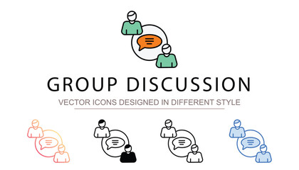Group Discussion icon design with white background stock illustration