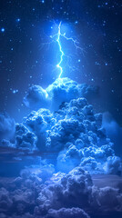 The Blue Jet lightning phenomenon occurs in the upper atmosphere. When powerful blue lightning flashes shoot up from the tops of high cumulonimbus clouds.