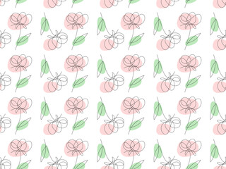 One line art flower pattern. Minimalist vector illustration ideal for modern backgrounds, textile designs, and elegant decor.