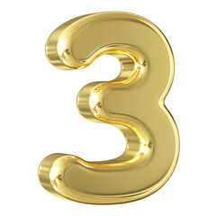 Gold 3D Number 3