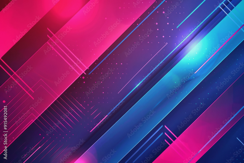 Poster abstract background with glowing geometric shapes and neon lines. minimalistic composition with grad