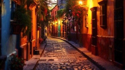 Obraz premium Colorful alley in San Miguel de Allende, Mexico