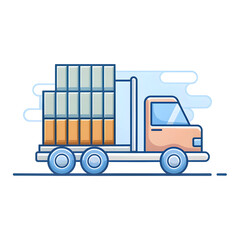 3D flat logistic icon with copy space for business reports. Enhance reports and presentations with clear visual representations in doodle cartoon style.