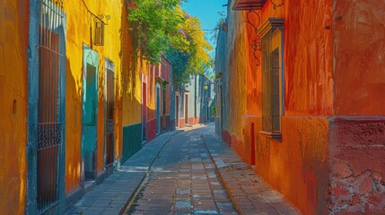 Fototapeta premium Colorful alley in San Miguel de Allende, Mexico