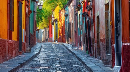 Obraz premium Colorful alley in San Miguel de Allende, Mexico