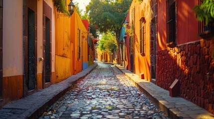 Obraz premium Colorful alley in San Miguel de Allende, Mexico
