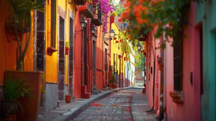 Colorful alley in San Miguel de Allende, Mexico