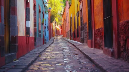 Obraz premium Colorful alley in San Miguel de Allende, Mexico
