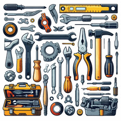 Repair Tools elements set vector illustration 