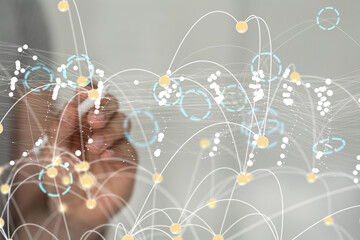 Global network. Blockchain. 3D illustration. Neural networks and artificial intelligence. Abstract
