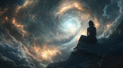 Fototapeta premium Cosmic Meditation Journey into Vibrant Galaxy Universe