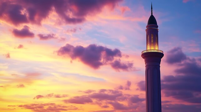 Minaret at Sunset - 3D Render