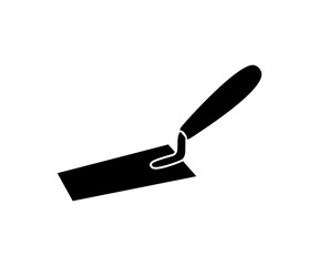 Black trowel icon. Black icon isolated on transparent png background.	
