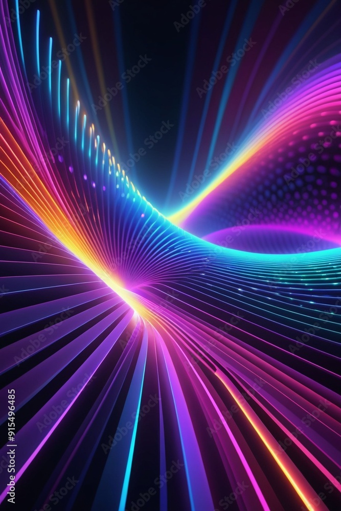 Poster abstract background with colorful dots and lines, vertical composition