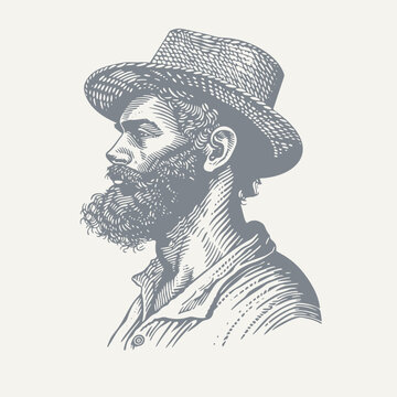 man wearing hat profile portrait clip art preview