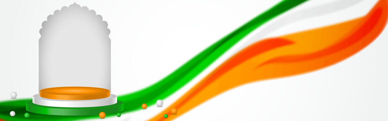 Vector illustration of Indian tricolor podium social media feed template