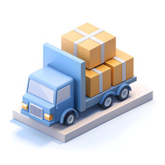 3D flat icon of modern logistics with copy space for business presentations. Perfect for enhancing slideshows with visual representations in doodle cartoon style.