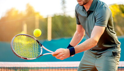 Tennisspieler am Spielfeld 