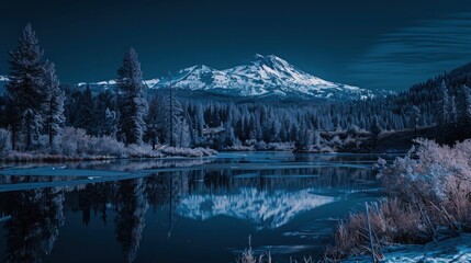 Mt Bachelor view from Todd Lake Bend, Oregon