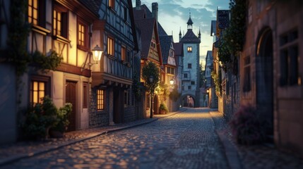 Fototapeta premium Plonlein street with city gates, Rothenburg ob der Tauber, Bavaria, Germany