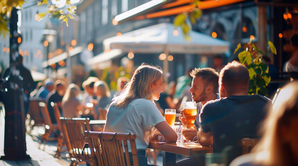 people in street cafe