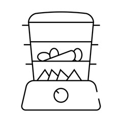 steamer kitchen device line icon vector. steamer kitchen device sign. isolated contour symbol black illustration