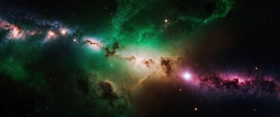 Obraz premium Colorful cosmic nebula showcasing vibrant colors, illustrating vastness and beauty of outer space