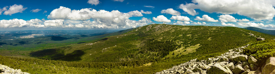 Beautiful mountain landscape of Karkonosze in summer. Giant Mountains.