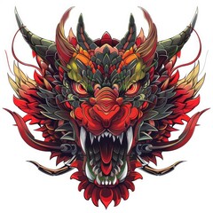 Red Skeleton Dragon Monster Head