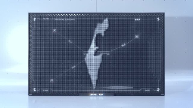 Pin-Art Israel map with HUD UI animation