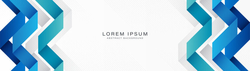 Fototapeta premium Abstract horizontal banner background with blue geometric shapes. Design elements. Modern futuristic graphic. Suit for business, presentation, cover, brochure, corporate, website, flyer