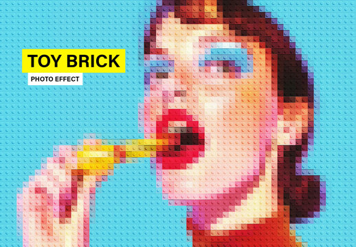 Toy Brick Photo Effect Mockup